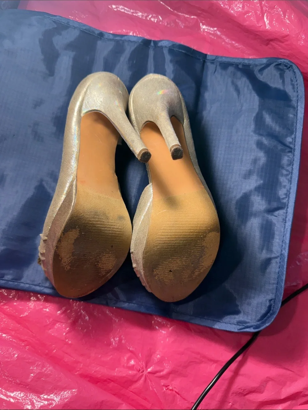 Gold D'Orsay Crystal Buckle Pumps